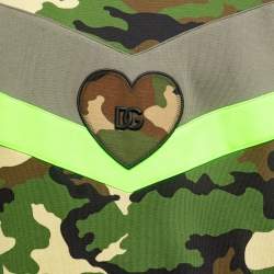 Pre Owned Dolce & Gabbana Green Camouflage Cotton Logo Plaque Sweatshirt M