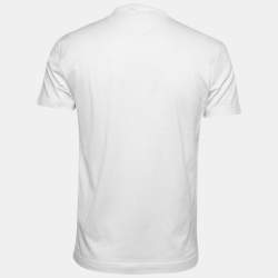 Pre Owned Dolce & Gabbana White Cotton Logo Plaque Detail Round Neck T-Shirt S