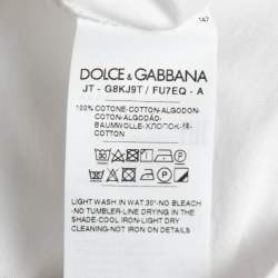 Pre Owned Dolce & Gabbana White Cotton Logo Plaque Detail Round Neck T-Shirt S