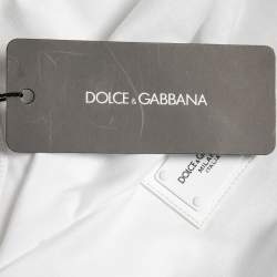 Pre Owned Dolce & Gabbana White Cotton Logo Plaque Detail Round Neck T-Shirt S