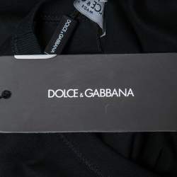 Pre Owned Dolce & Gabbana Black Cotton Logo Patch Crew Neck T-Shirt XS