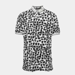 Pre Owned Dolce & Gabbana Black Paint Strokes Print Cotton Polo T-Shirt XL