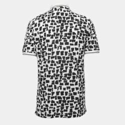 Pre Owned Dolce & Gabbana Black Paint Strokes Print Cotton Polo T-Shirt XL
