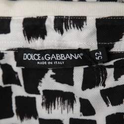 Pre Owned Dolce & Gabbana Black Paint Strokes Print Cotton Polo T-Shirt XL