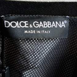 Pre Owned Dolce & Gabbana Gold Metallic 'Just Be King' Foil Bomber Jacket L