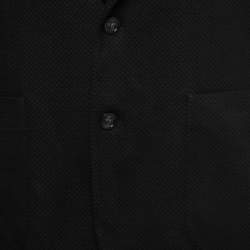 Pre Owned Dolce & Gabbana Black Textured Bee Crest Detail Button Front Jacket XL