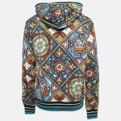 Pre Owned Dolce & Gabbana Multicolor Stained Glass Printed Cotton Hoodie XL