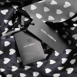 Pre Owned Dolce & Gabbana Black/White Heart Print Silk Pajama Shirt 4XL