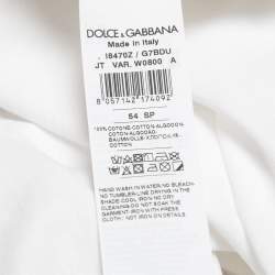 Pre Owned Dolce & Gabbana White Cotton Logo Pearl Detail Crew Neck T-Shirt XXL