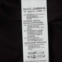 Pre Owned Dolce & Gabbana Black DG Embroidered Cotton Crew Neck T-Shirt XXXL