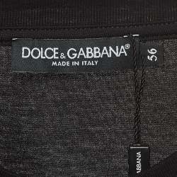 Pre Owned Dolce & Gabbana Black DG Embroidered Cotton Crew Neck T-Shirt XXXL