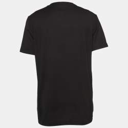 Pre Owned Dolce & Gabbana Black DG Embroidered Cotton Crew Neck T-Shirt XXXL