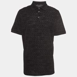 Pre Owned Dolce & Gabbana Black Logo Monogram Cotton Regular Fit Polo T-Shirt 4XL