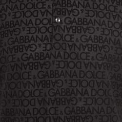 Pre Owned Dolce & Gabbana Black Logo Monogram Cotton Regular Fit Polo T-Shirt 4XL
