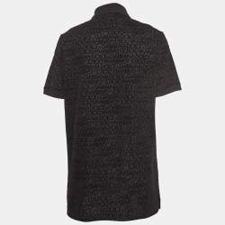 Pre Owned Dolce & Gabbana Black Logo Monogram Cotton Regular Fit Polo T-Shirt 4XL