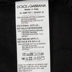 Pre Owned Dolce & Gabbana Black Logo Monogram Cotton Regular Fit Polo T-Shirt 4XL