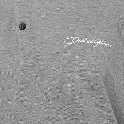 Pre Owned Dolce & Gabbana Grey Cotton Half Sleeve Polo T-shirt XXXL