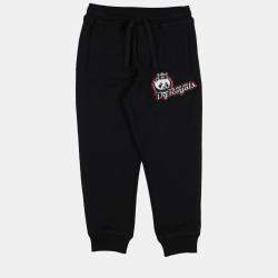 Pre Owned Dolce & Gabbana Black Cotton Jogger Pants Size 7/8Y