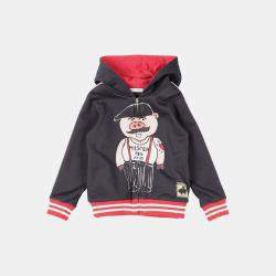 Pre Owned Dolce & Gabbana Navy Blue Print Cotton Zip Front Hooded Cardigan Size 9/10Y