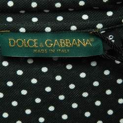 Pre Owned Dolce & Gabbana Green Printed Cotton Pique Polka Dots Polo T-Shirt S