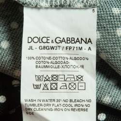 Pre Owned Dolce & Gabbana Green Printed Cotton Pique Polka Dots Polo T-Shirt S