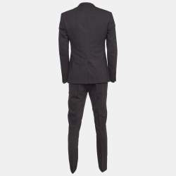 Pre Owned Dolce & Gabbana Black Plaid Wool 3 Pc Suit M