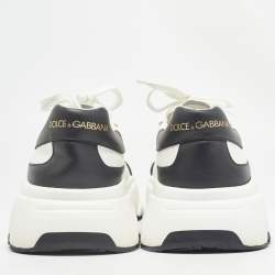 Pre Owned Dolce & Gabbana Black/White Leather Daymaster Sneakers Size 43