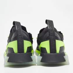 Pre Owned Dolce & Gabbana Black/Green Knit Fabric Sorrento Sneakers Size 47
