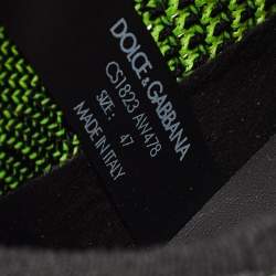 Pre Owned Dolce & Gabbana Black/Green Knit Fabric Sorrento Sneakers Size 47