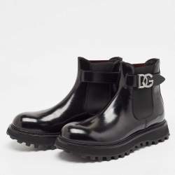 Dolce & Gabbana Black Leather Bernini Chelsea Boots Size 43