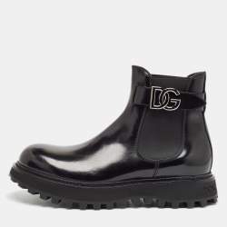 Dolce & Gabbana Black Leather Bernini Chelsea Boots Size 43