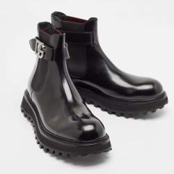 Dolce & Gabbana Black Leather Bernini Chelsea Boots Size 43