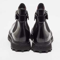 Dolce & Gabbana Black Leather Bernini Chelsea Boots Size 43