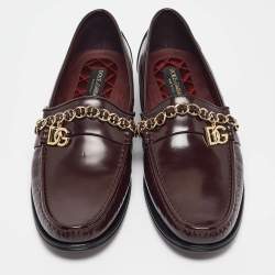 Pre Owned Dolce & Gabbana Brown Leather Slip On Loafers Size 46