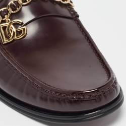 Pre Owned Dolce & Gabbana Brown Leather Slip On Loafers Size 46