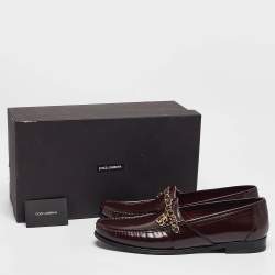 Pre Owned Dolce & Gabbana Brown Leather Slip On Loafers Size 46