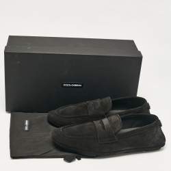 Dolce & Gabbana Black Suede Slip On Loafers Size 41