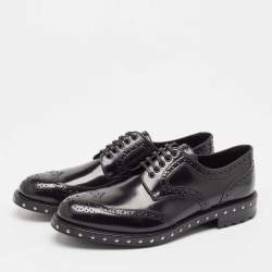 مملوكة مسبقًا Dolce & Gabbana Black Leather Brogue Derby Size 41