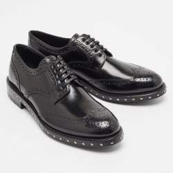 مملوكة مسبقًا Dolce & Gabbana Black Leather Brogue Derby Size 41