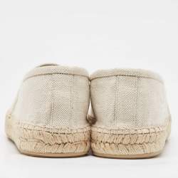 Pre Owned Dolce & Gabbana Beige Canvas Embroidered Slip On Espadrilles Size 40