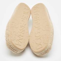 Pre Owned Dolce & Gabbana Beige Canvas Embroidered Slip On Espadrilles Size 40