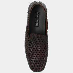 Dolce & Gabbana Brown Hand-woven Driver Loafers IT 42