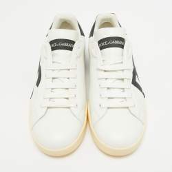 Dolce and Gabbana White/Blue Leather Portofino Royal Sneakers Size 42