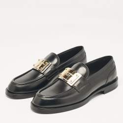 مملوكة مسبقًا Dolce & Gabbana Black Leather Brushed Loafers Size 43