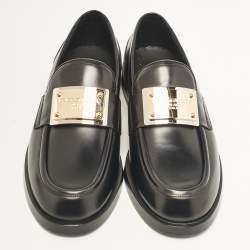 مملوكة مسبقًا Dolce & Gabbana Black Leather Brushed Loafers Size 43