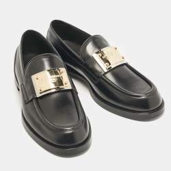 مملوكة مسبقًا Dolce & Gabbana Black Leather Brushed Loafers Size 43