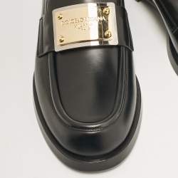 مملوكة مسبقًا Dolce & Gabbana Black Leather Brushed Loafers Size 43