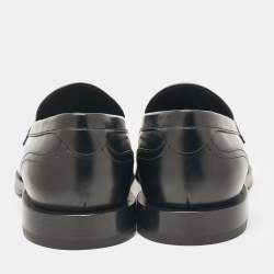 مملوكة مسبقًا Dolce & Gabbana Black Leather Brushed Loafers Size 43