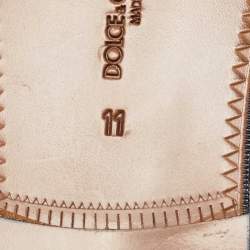 Pre Owned Dolce & Gabbana Black Leather Embossed Logo Slide Flat Sandals Size 45