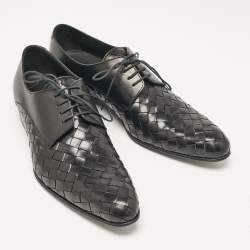 Pre Owned Dolce & Gabbana Black Intrecciato Leather Derby Oxford Size 43